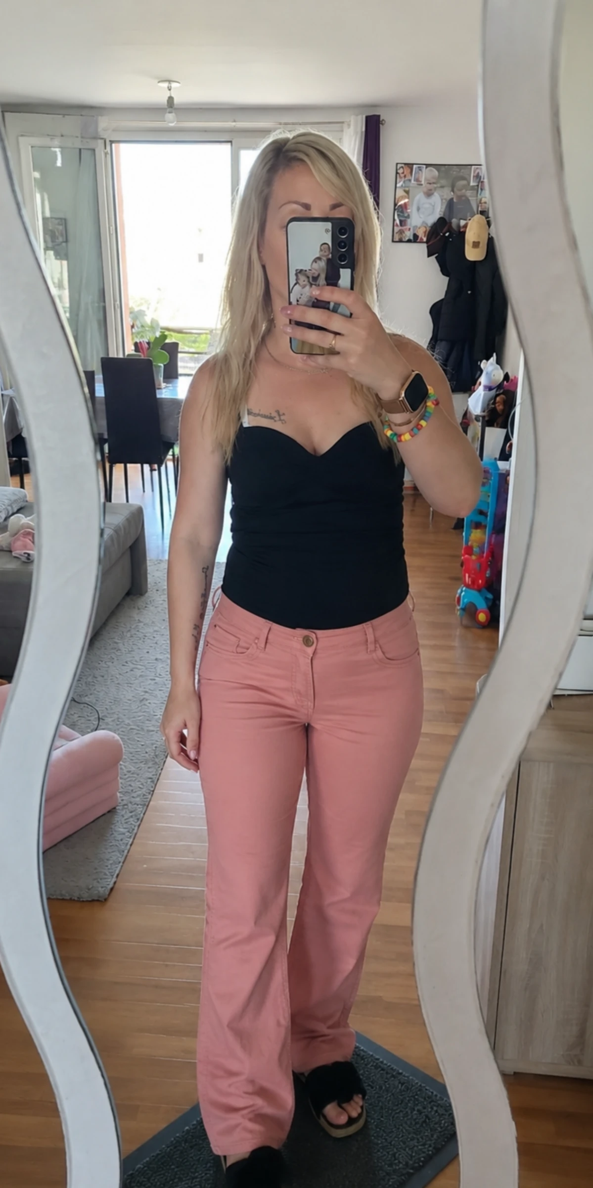 Jean évasé rose pâle bootcut/stretch ●Taille M●🌸